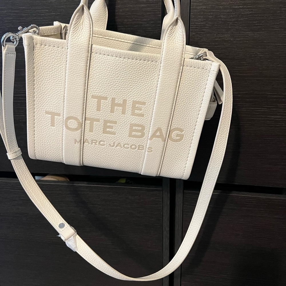 Marc jabobs mini (small) tote bag in cotton/silver